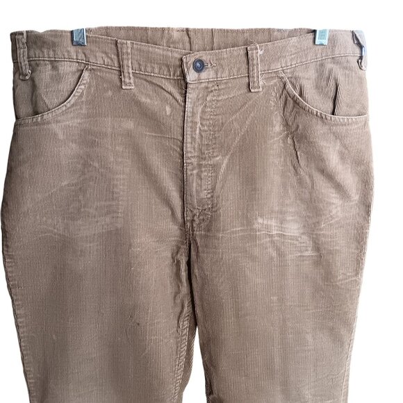 37x30 Vintage 1970's Mens Bootcut Flare Jeans GOLDEN BROWN HIPPY Raw Cords - Picture 3 of 7